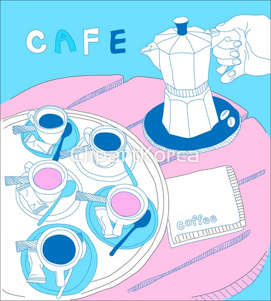 일러스트 - 클립아트코리아 :: 통로이미지(주) __적합한콘텐츠,들기,사람없음,사탕,소묘,손,여유,일러스트,찻잔,카페,커피,커피포트,컨셉,테이블... 