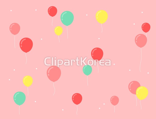 일러스트 - 클립아트코리아 :: 통로이미지(주) 귀여움,디자인,무늬,반복,백그라운드,벽지,사람없음,원형,일러스트,파티,풍선