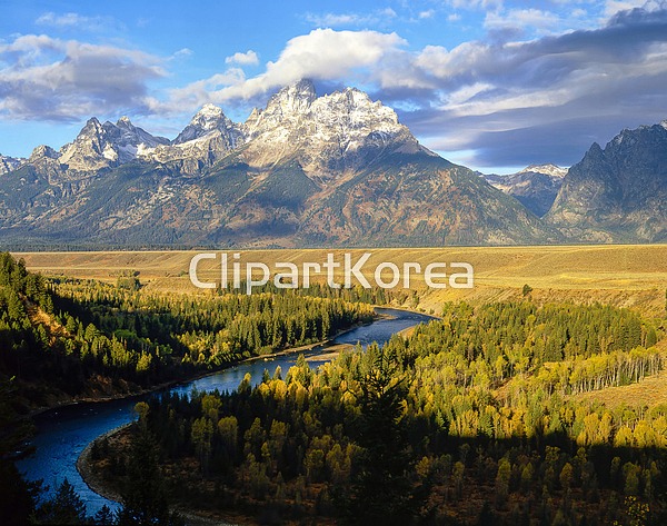 해외작가포토 - 클립아트코리아 :: 통로이미지(주) 구름,그랜드티턴국립공원,나무,산,숲,식물,와이오밍주,외경심,자연,풀[식물],하늘,해외포토